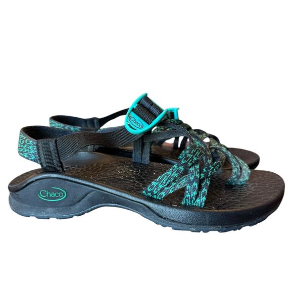 Chaco Women’s Updraft X2 Sandals Size 8 Teal/Black Ecotread Adjustable Hiking - Picture 3 of 6